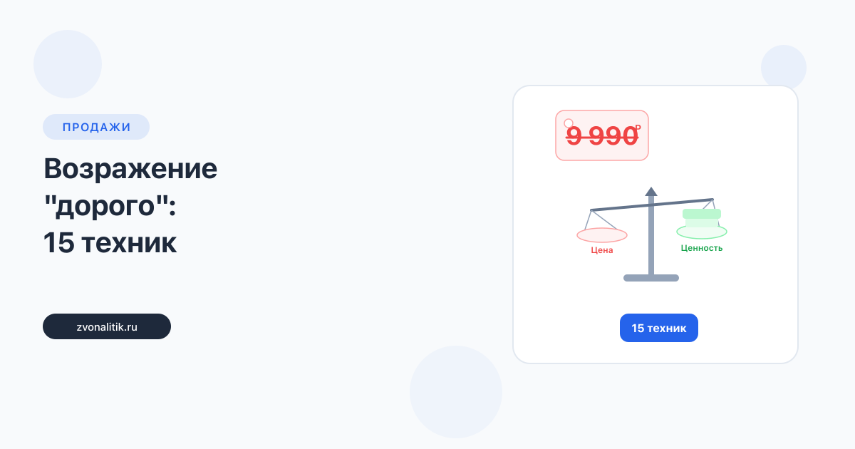 Возражение «дорого»: 15 техник отработки с примерами